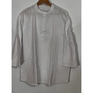 No Brand Woman White Linen Blouse no size see photos for measurements Pre-Owned